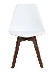 Fusion Living White Soho Plastic Dining Chair Dark Wood Leg Set of 2 - Image 3 of 6