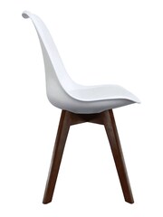 Fusion Living White Soho Plastic Dining Chair Dark Wood Leg Set of 2 - Image 4 of 6