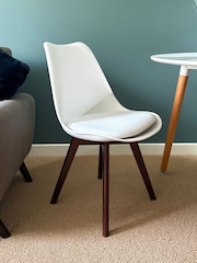 Fusion Living White Soho Plastic Dining Chair Dark Wood Leg Set of 2 - Image 8 of 8