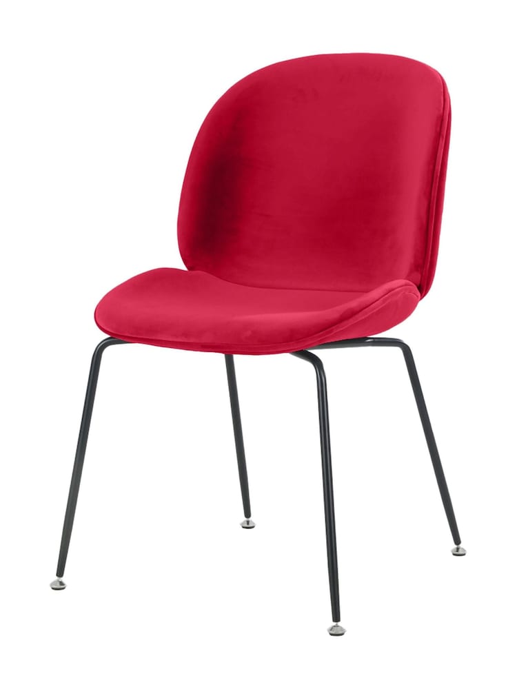 Fusion Living Red Luxurious Velvet Dining Chair - Image 2 of 6
