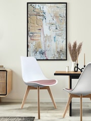 Fusion Living Blush Pink/White Soho Plastic Dining Chair Light Wood Leg Set of 2 - Image 1 of 6