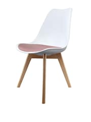 Fusion Living Blush Pink/White Soho Plastic Dining Chair Light Wood Leg Set of 2 - Image 2 of 6