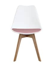 Fusion Living Blush Pink/White Soho Plastic Dining Chair Light Wood Leg Set of 2 - Image 3 of 6