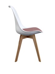 Fusion Living Blush Pink/White Soho Plastic Dining Chair Light Wood Leg Set of 2 - Image 4 of 6