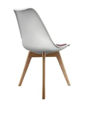 Fusion Living Blush Pink/White Soho Plastic Dining Chair Light Wood Leg Set of 2 - Image 5 of 6
