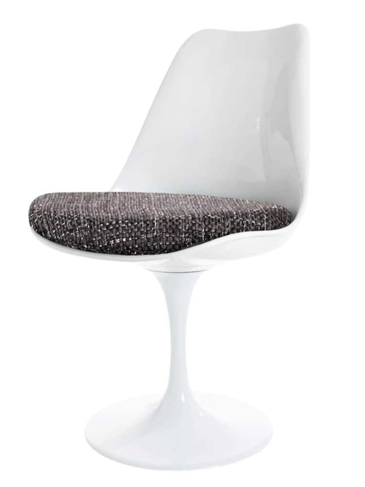 Fusion Living Grey Weave Tulip Single Dining Chair with PU Cushion - Image 2 of 5