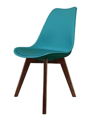 Fusion Living Teal Soho Plastic Dining Chair with Squared Light Wood Dark Wood Leg Legs - Image 2 of 6
