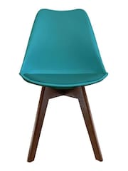 Fusion Living Teal Soho Plastic Dining Chair with Squared Light Wood Dark Wood Leg Legs - Image 3 of 6
