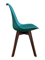 Fusion Living Teal Soho Plastic Dining Chair with Squared Light Wood Dark Wood Leg Legs - Image 4 of 6