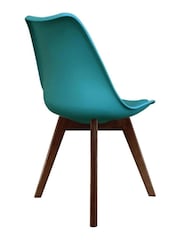 Fusion Living Teal Soho Plastic Dining Chair with Squared Light Wood Dark Wood Leg Legs - Image 5 of 6
