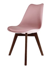 Fusion Living Blush Pink Soho Plastic Dining Chair Dark Wood Leg Set of 2 - Image 2 of 6