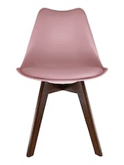 Fusion Living Blush Pink Soho Plastic Dining Chair Dark Wood Leg Set of 2 - Image 3 of 6