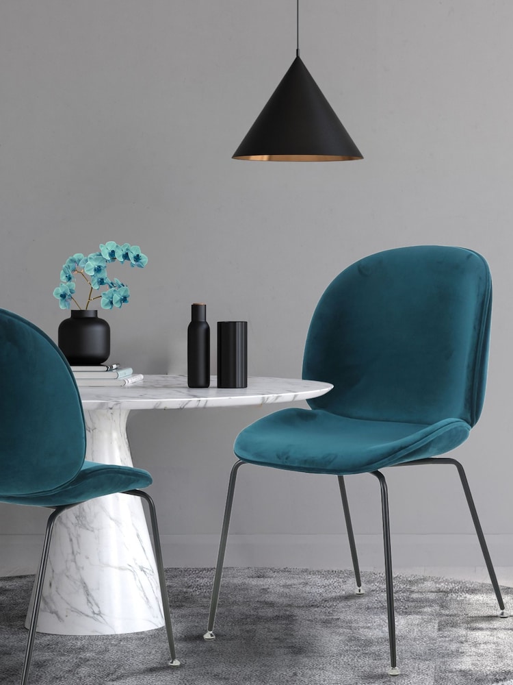 Fusion Living Teal Luxurious Velvet Dining Chair - Image 1 of 6