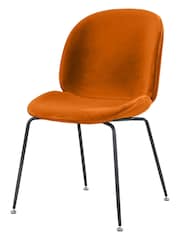 Fusion Living Orange Luxurious Velvet Dining Chair - Image 2 of 6