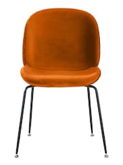 Fusion Living Orange Luxurious Velvet Dining Chair - Image 3 of 6