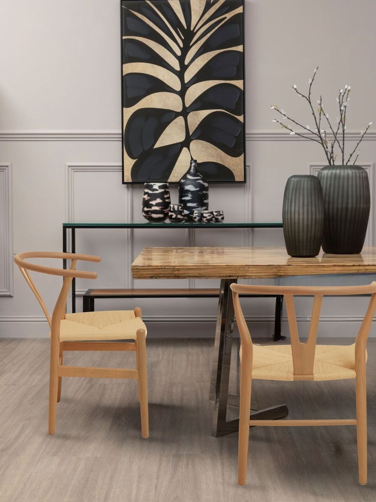 Fusion Living Natural Wishbone Dining Chair - Image 1 of 6