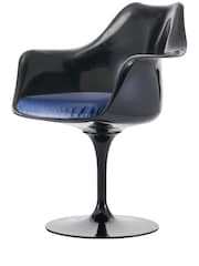 Fusion Living Navy Faux Tulip Single Armchair with Luxurious Cushion - Image 5 of 6