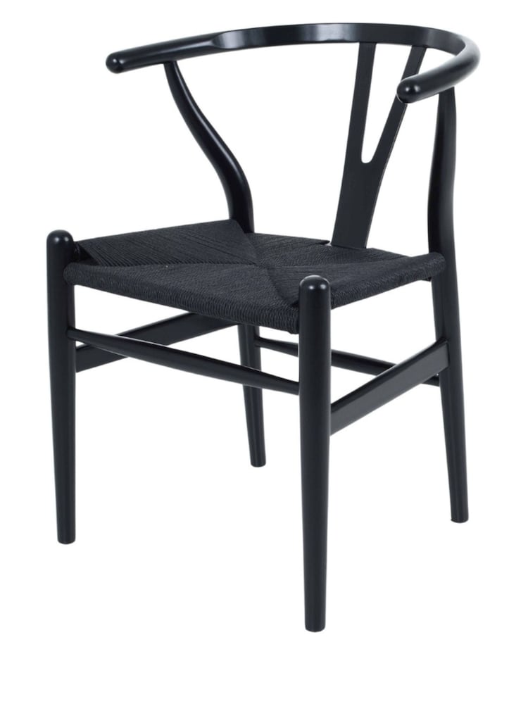 Fusion Living Midnight Black Wishbone Dining Chair - Image 2 of 6