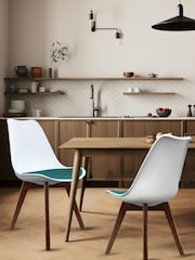 Fusion Living Teal Soho Plastic Dining Chair with Squared Dark Wood Legs - Image 1 of 6
