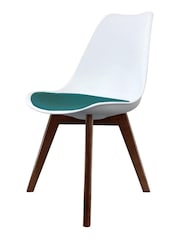 Fusion Living Teal Soho Plastic Dining Chair with Squared Dark Wood Legs - Image 2 of 6