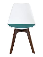 Fusion Living Teal Soho Plastic Dining Chair with Squared Dark Wood Legs - Image 3 of 6