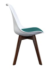 Fusion Living Teal Soho Plastic Dining Chair with Squared Dark Wood Legs - Image 4 of 6