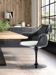 Fusion Living White Faux Tulip Single Armchair with Luxurious Cushion - Image 1 of 6