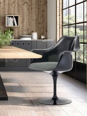 Fusion Living Grey Tulip Single Armchair with Luxurious Cushion - Image 1 of 6