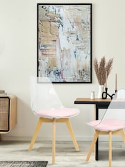 Fusion Living Blush Pink Soho Clear Plastic Dining Chair with Squared Light Light Wood Leg Wood Legs - Image 1 of 6