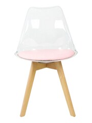 Fusion Living Blush Pink Soho Clear Plastic Dining Chair with Squared Light Light Wood Leg Wood Legs - Image 3 of 6
