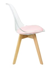 Fusion Living Blush Pink Soho Clear Plastic Dining Chair with Squared Light Light Wood Leg Wood Legs - Image 4 of 6