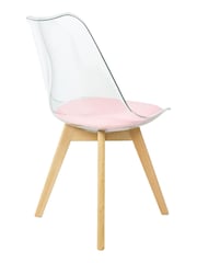 Fusion Living Blush Pink Soho Clear Plastic Dining Chair with Squared Light Light Wood Leg Wood Legs - Image 5 of 6