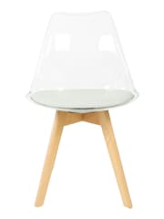Fusion Living Light Grey Soho Clear Plastic Dining Chair with Squared Light Light Wood Leg Wood Legs - Image 3 of 6