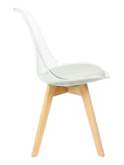 Fusion Living Light Grey Soho Clear Plastic Dining Chair with Squared Light Light Wood Leg Wood Legs - Image 4 of 6