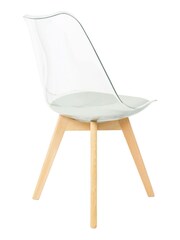 Fusion Living Light Grey Soho Clear Plastic Dining Chair with Squared Light Light Wood Leg Wood Legs - Image 5 of 6