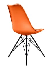 Fusion Living Orange Soho Plastic Dining Chair with Squared Light Wood Black Leg Legs - Image 2 of 6