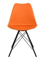 Fusion Living Orange Soho Plastic Dining Chair with Squared Light Wood Black Leg Legs - Image 3 of 6