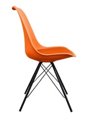 Fusion Living Orange Soho Plastic Dining Chair with Squared Light Wood Black Leg Legs - Image 4 of 6