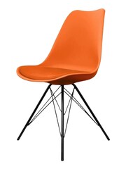 Fusion Living Orange Soho Plastic Dining Chair with Squared Light Wood Black Leg Legs - Image 5 of 6