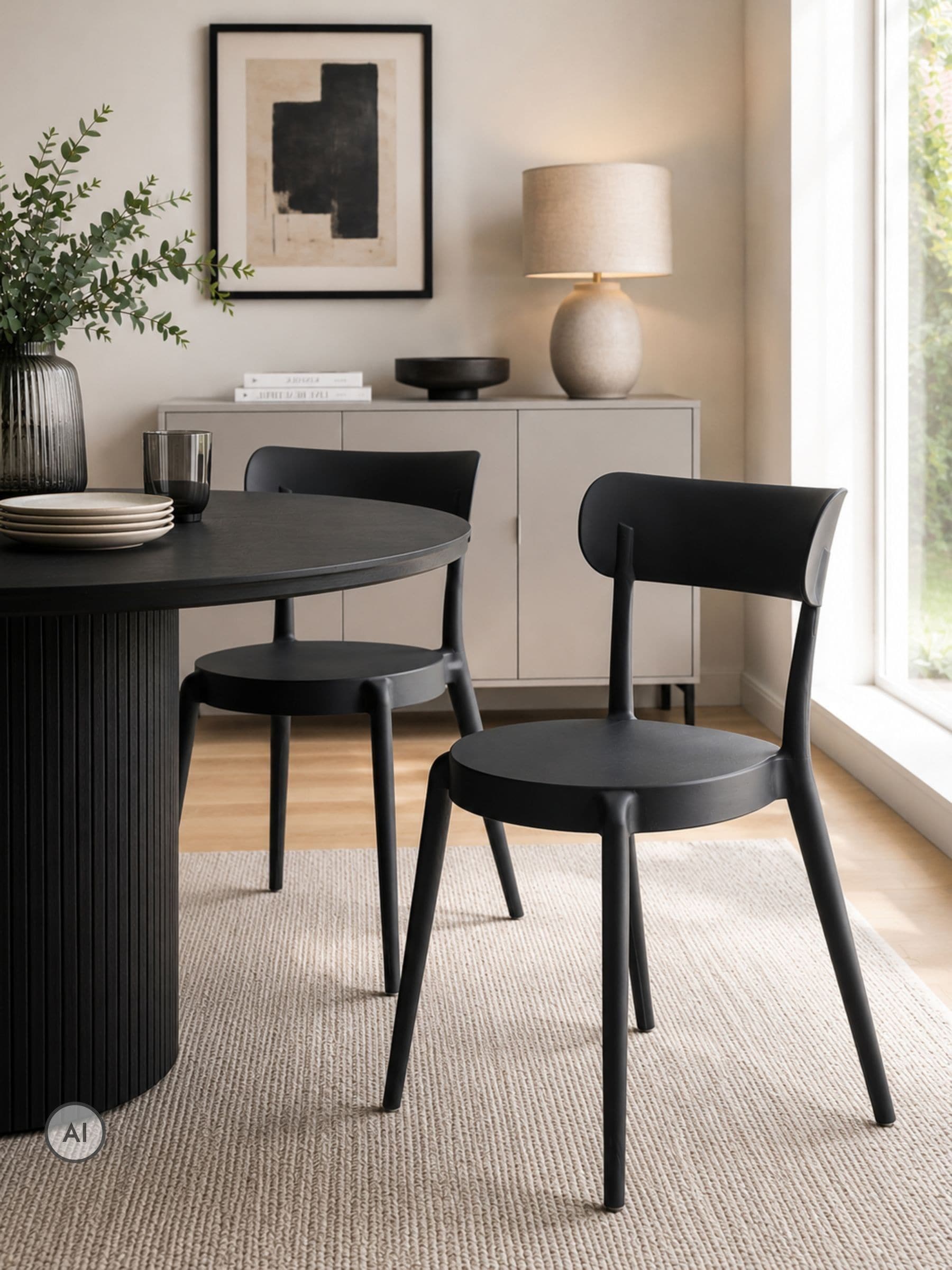Fusion Living Unisex Black Plastic Bistro Dining Chair In - Image 2