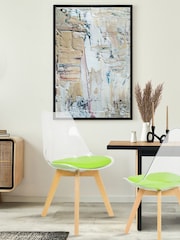 Fusion Living Green Soho Clear Plastic Dining Chair with Squared Light Light Wood Leg Wood Legs - Image 1 of 6
