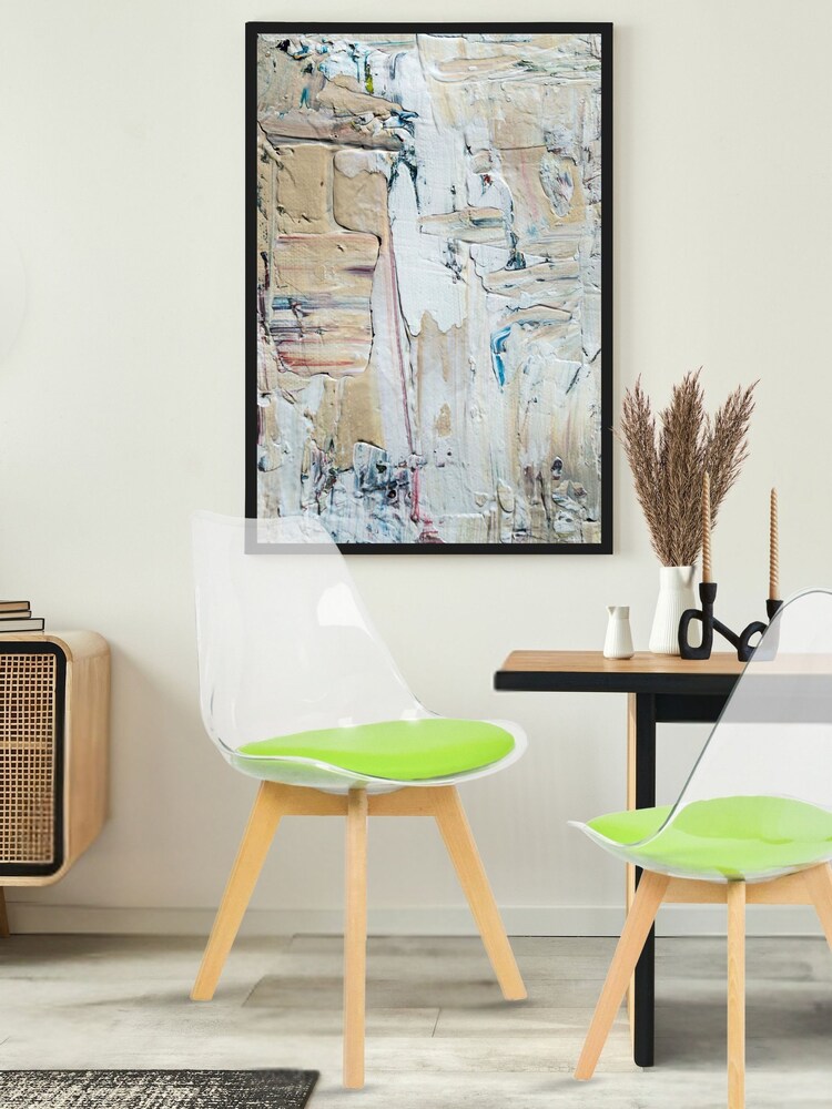 Fusion Living Green Soho Clear Plastic Dining Chair with Squared Light Light Wood Leg Wood Legs - Image 1 of 6