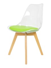 Fusion Living Green Soho Clear Plastic Dining Chair with Squared Light Light Wood Leg Wood Legs - Image 2 of 6