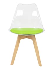 Fusion Living Green Soho Clear Plastic Dining Chair with Squared Light Light Wood Leg Wood Legs - Image 3 of 6