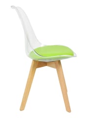 Fusion Living Green Soho Clear Plastic Dining Chair with Squared Light Light Wood Leg Wood Legs - Image 4 of 6