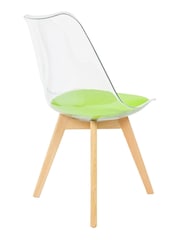 Fusion Living Green Soho Clear Plastic Dining Chair with Squared Light Light Wood Leg Wood Legs - Image 5 of 6