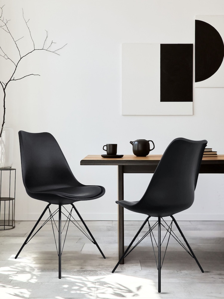 Fusion Living Black Soho Plastic Dining Chair Black Leg Set of 2 - Image 1 of 6