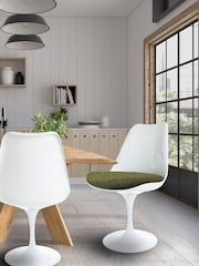 Fusion Living Olive Weave Tulip Set of 2 Dining Chair with PU Cushion - Image 1 of 5