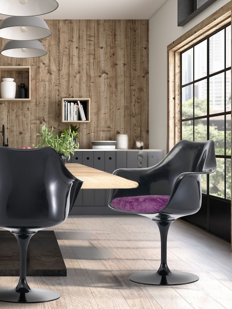 Fusion Living Purple Tulip Set of 2 Armchair with Luxurious Cushion - Image 1 of 6