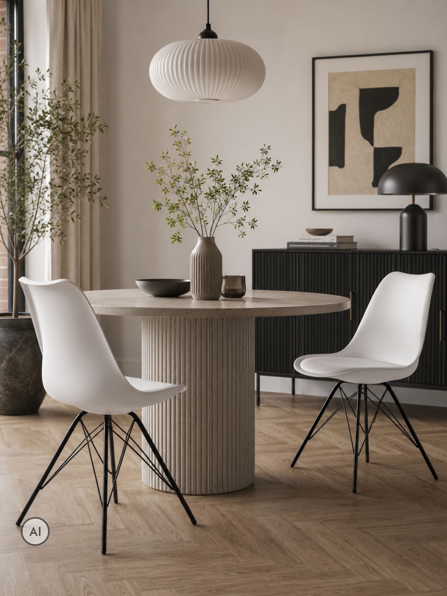 Fusion Living Soho Plastic Dining Chair with Black Metal Legs in White - Image 2